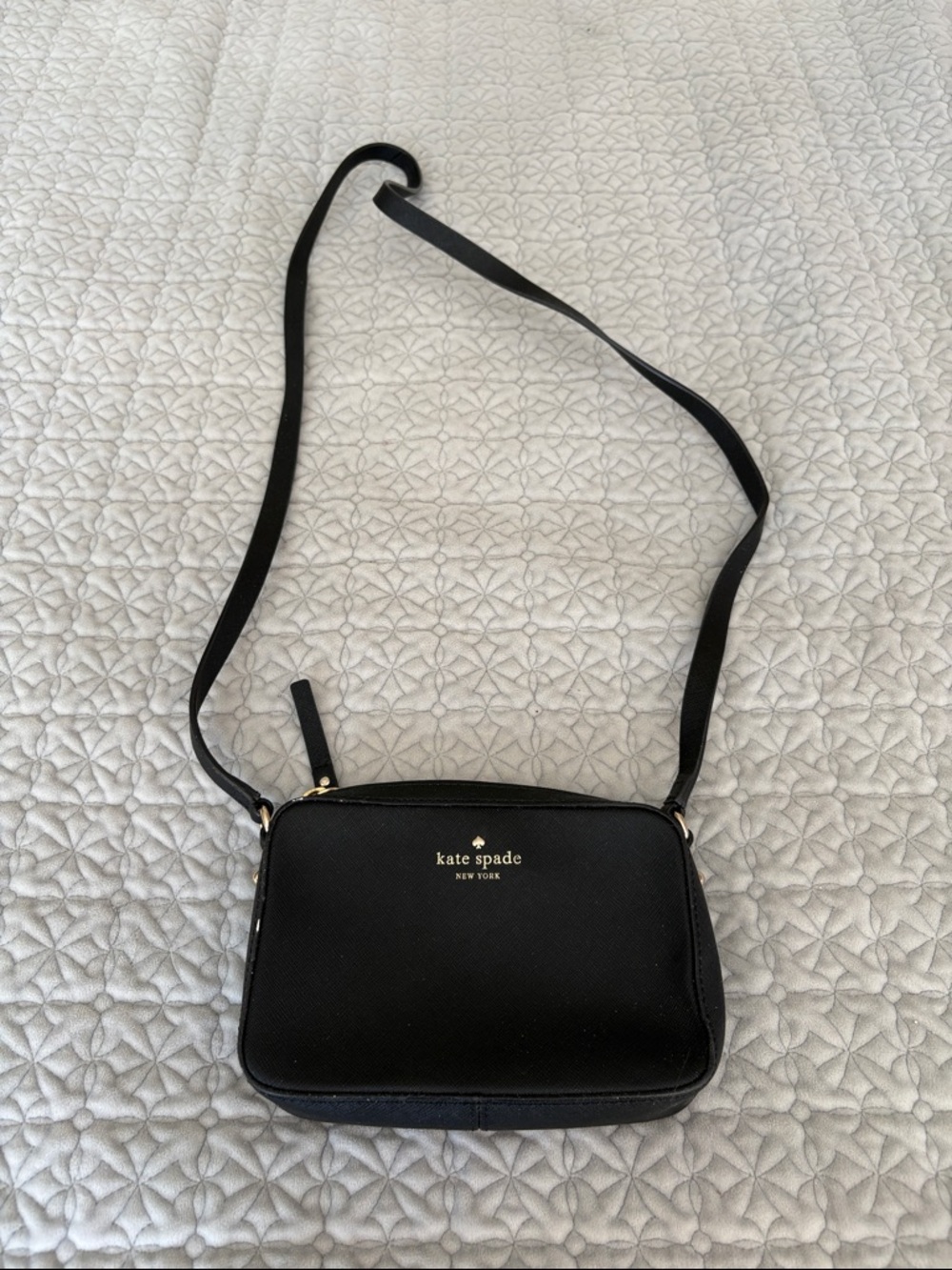 kate spade Black Crossbody Leather Bag with Gold Logo